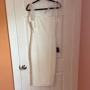 Lulu's Chic Cream One Shoulder Dress